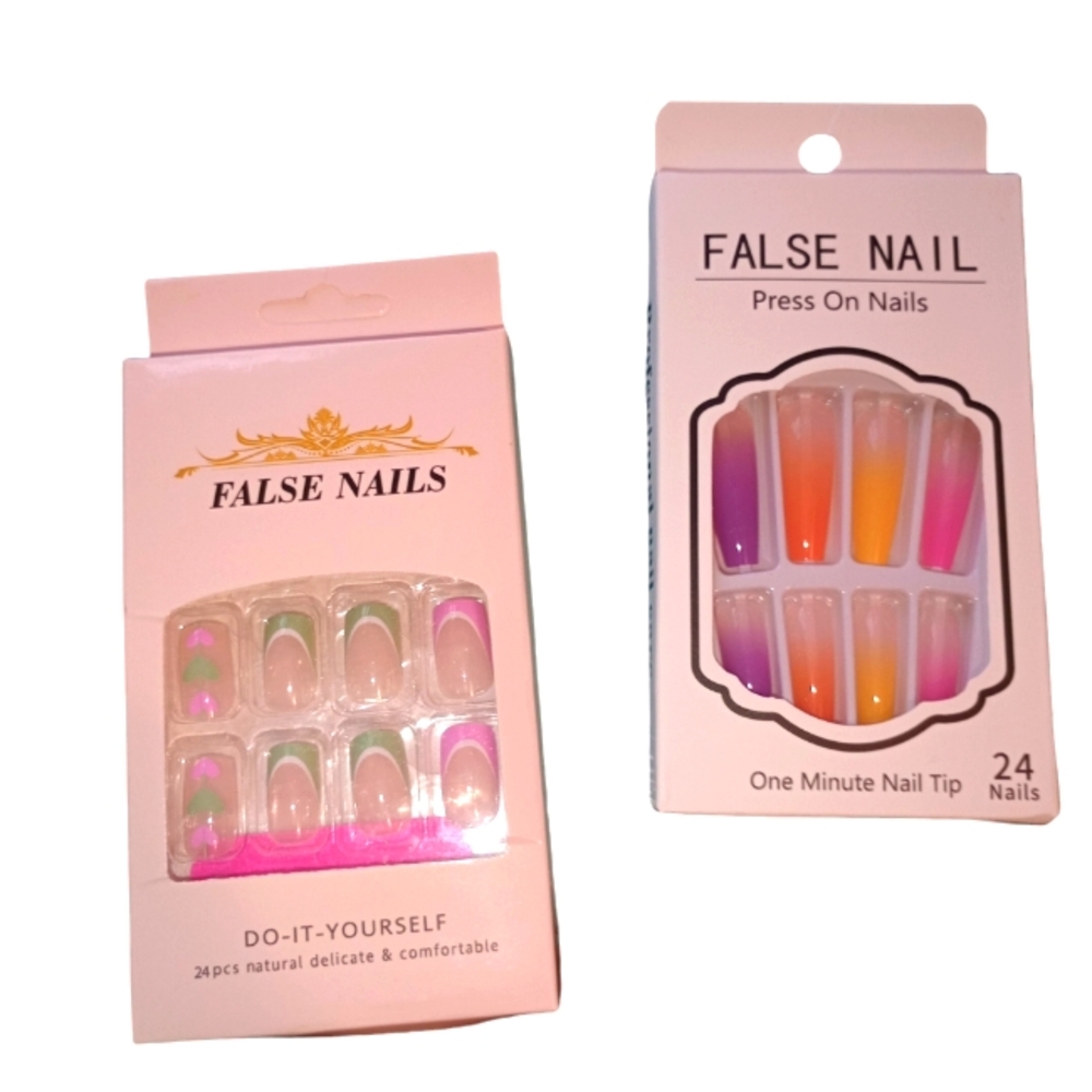 2 New Sets Glue on Nails